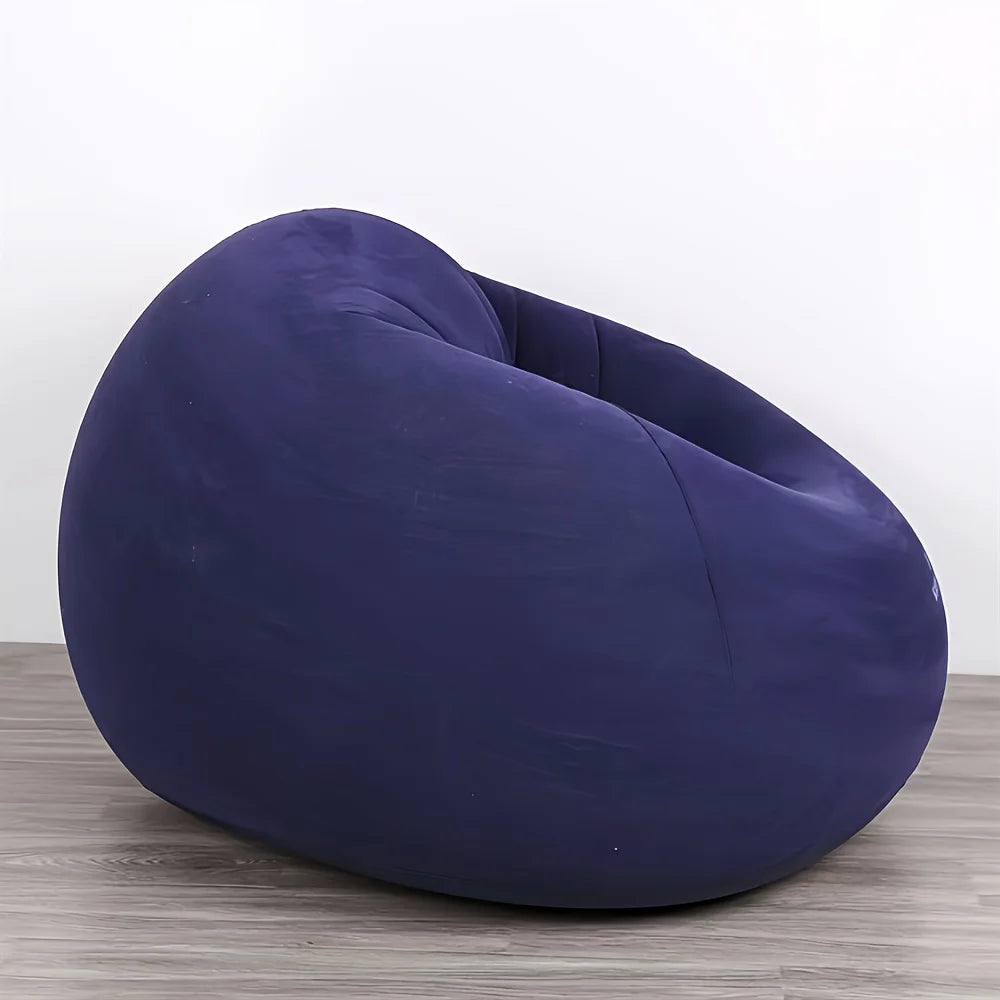 Portable Inflatable Lazy Chair Foldable Single Outdoor Garden Sofa Soft Fleece No Assembly for Indoor Outdoor Use