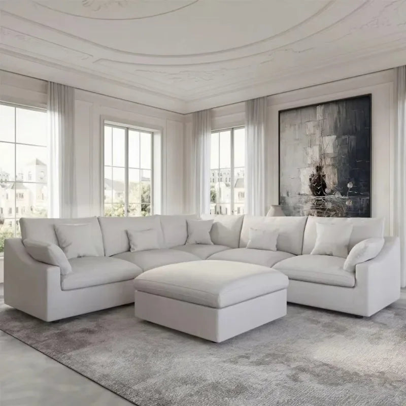 # Italian Very Soft Modular Sofa Set Furniture Living Room Couch Up-Holstered Living Room Cloud Sofa Sectional Sofa with Ottoman