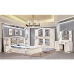 A Modern White Luxury King Size Leather Bedroom Bed Double Home Master Room Queen Wooden Full Mdf Bedroom Sets Furniture