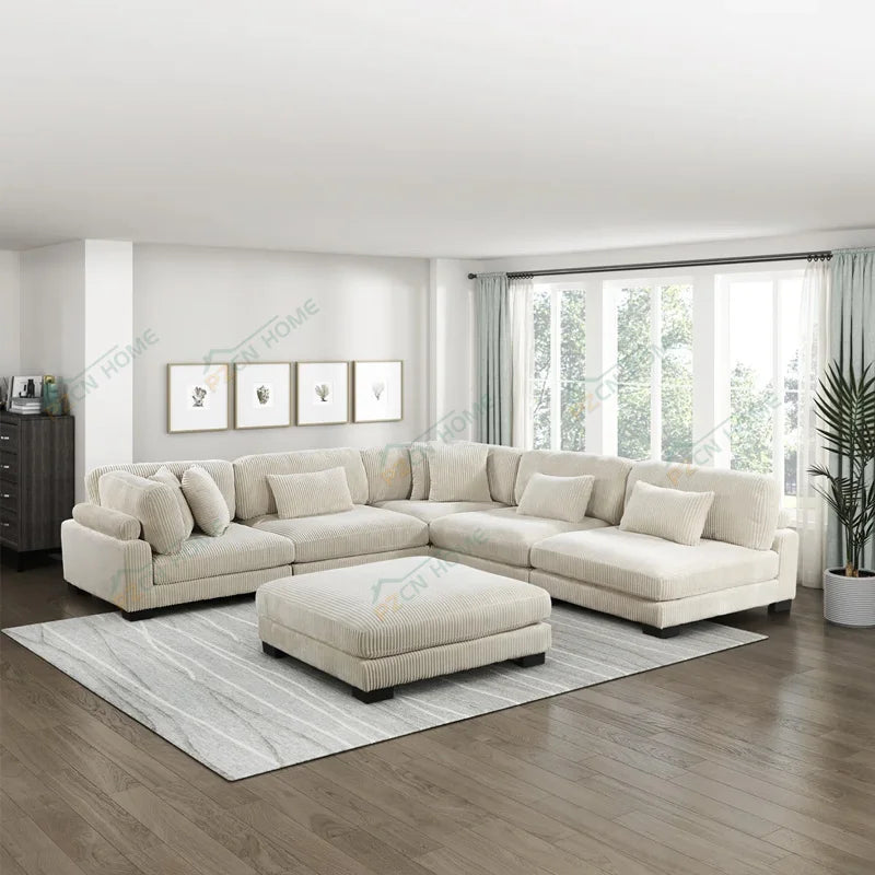 # Italian Very Soft Modular Sofa Set Furniture Living Room Couch Up-Holstered Living Room Cloud Sofa Sectional Sofa with Ottoman