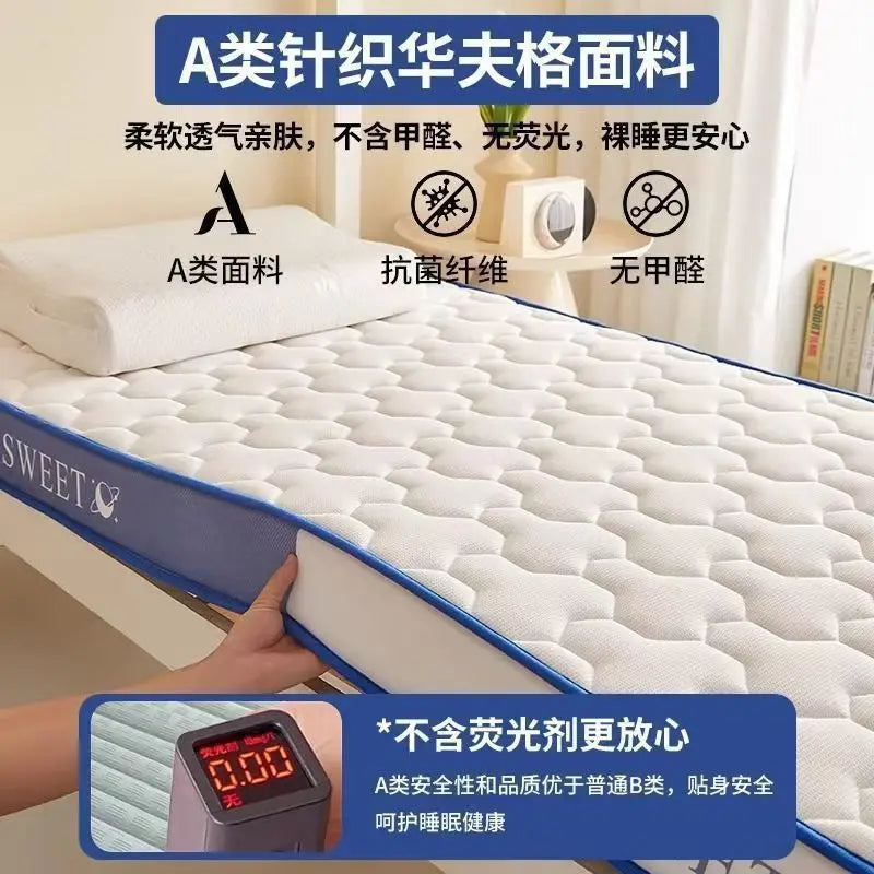 Natural Latex Thickened Memory Foam Mattress Foldable Tatami Soft Pad for Single or Double Bed in Home and Student Dorm