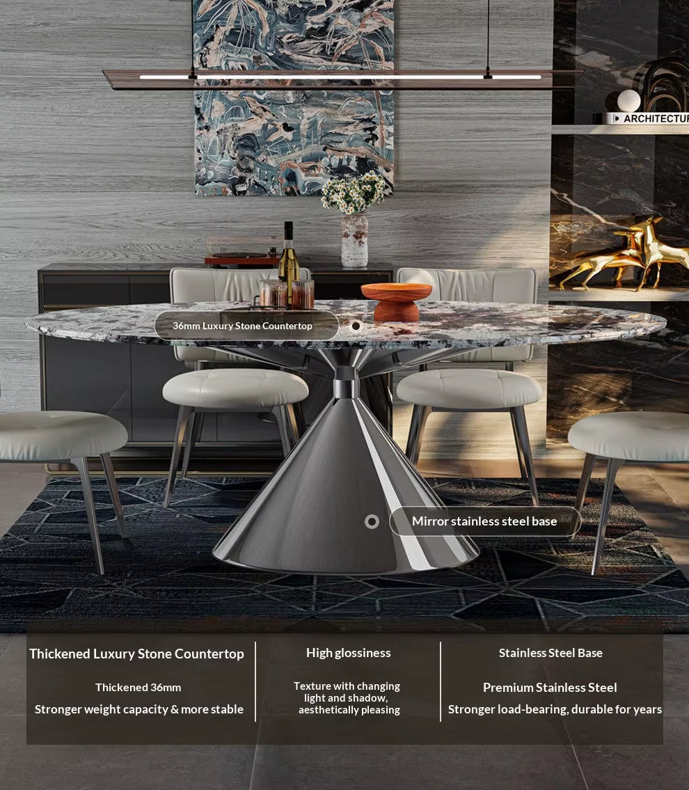 Nordic Style Marble Dining Table Smooth Polished Top Fashion Dinner Table for Modern Home Interior Design