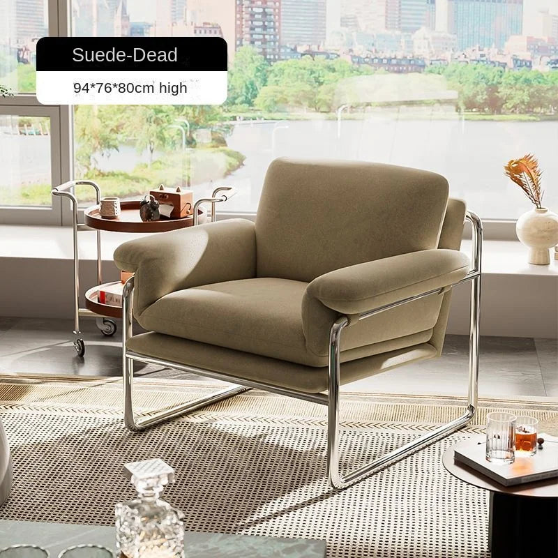 MOMO Bauhaus Antique Style Stainless Steel Designer Sofa Chair Living Room Home Balcony Leisure Recliner Negotiation Chair