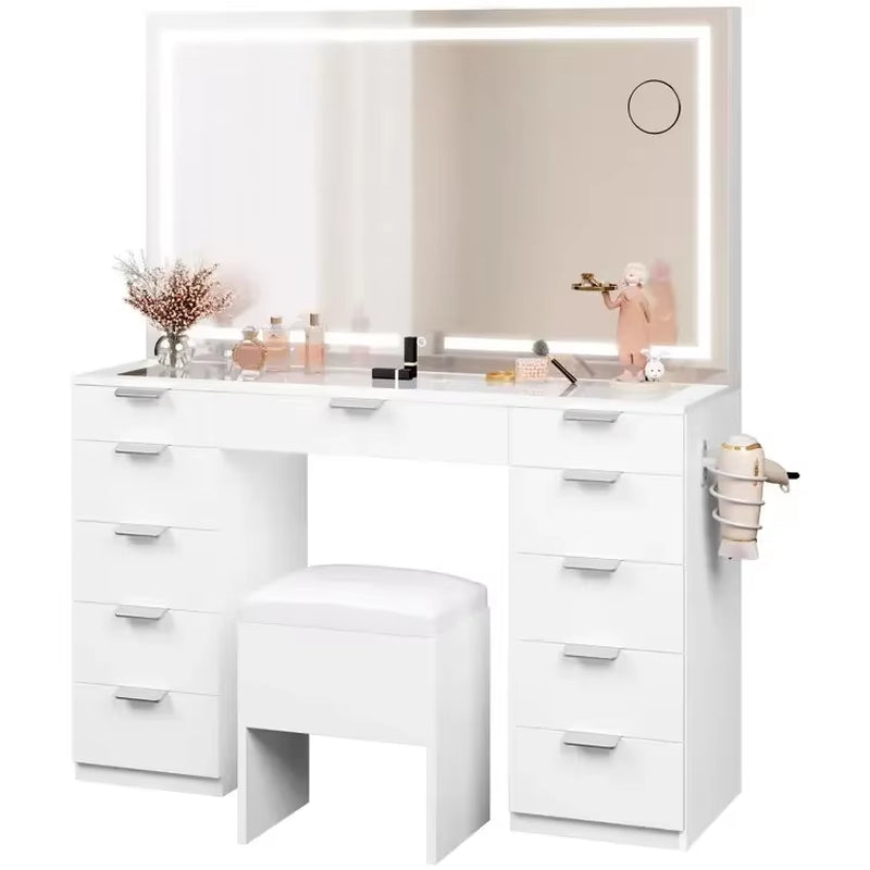 # Customized Luxury Makeup Vanity Table Storage Drawer Dressing Table Mirrored Dresser with Light #
