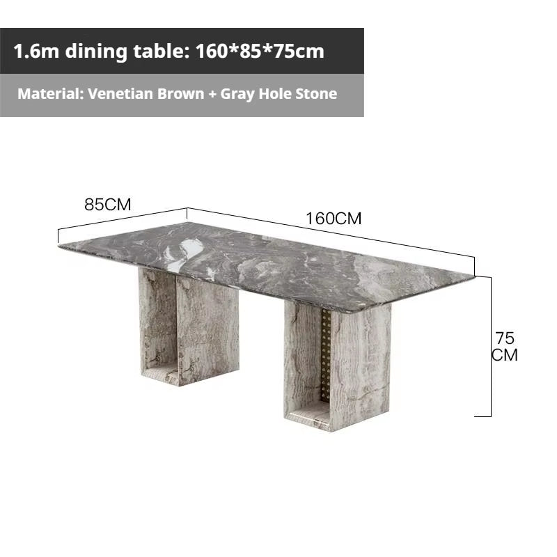 Any Size Custom Multi Optional Natural Luxury Stone Dining Table Thick Solid Stable Villa House High Grade Dining Furniture