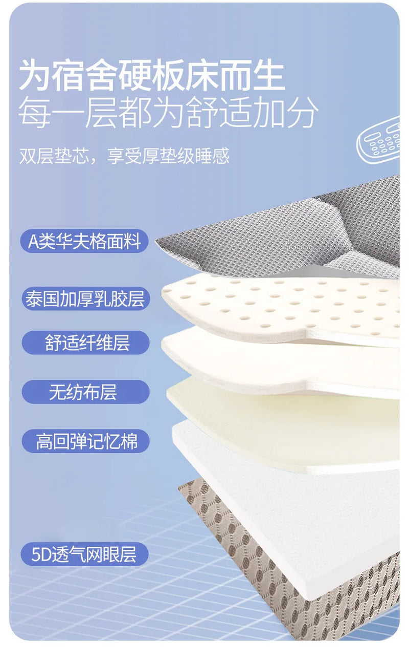 Natural Latex Thickened Memory Foam Mattress Foldable Tatami Soft Pad for Single or Double Bed in Home and Student Dorm