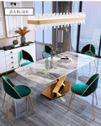 ^%Luxury Dinning Table Set 6 Seats Marble Dining Table and Chairs Dining Room Furniture Kitchen Dining Table