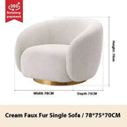 #Nordic Single Armchair, Sheepskin Rotating Living Room Lounge Chair, Color Options Available
