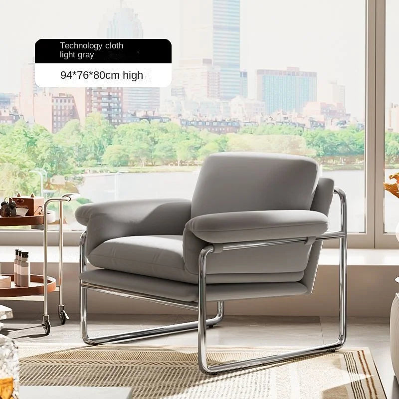 MOMO Bauhaus Antique Style Stainless Steel Designer Sofa Chair Living Room Home Balcony Leisure Recliner Negotiation Chair