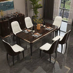 ^%Luxury Postmodern Italian Rectangular Dining Table Marble Dining Table Set with 6/8/10 Chair